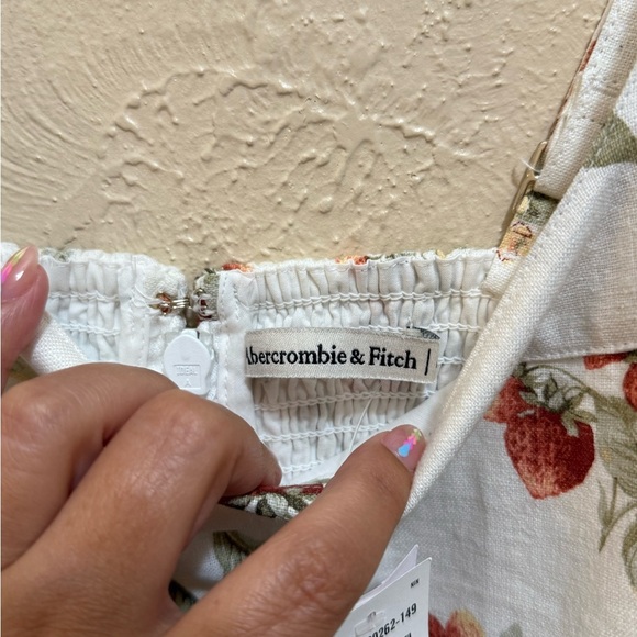 Abercrombie Linen & Cotton Strawberry Mini Dress Adjustable Straps Large Petite - Picture 7 of 10